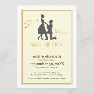 Invitación Propuesta de Silueta Dulce Avisa la Fecha (dorado)