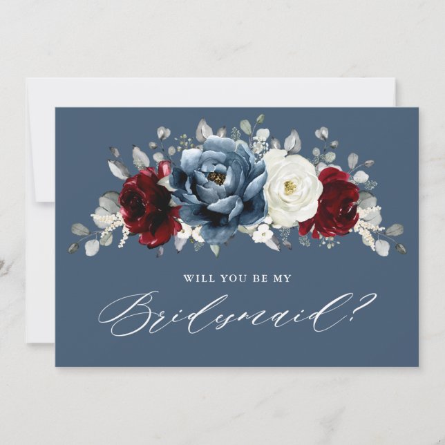 Invitación Propuesta de Slate Blue Burgundy de Bridesmaids (Anverso)