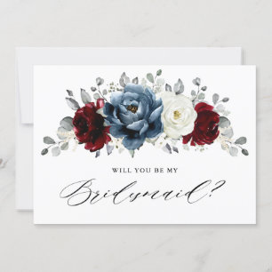 Invitación Propuesta de Slate Blue Burgundy de Bridesmaids