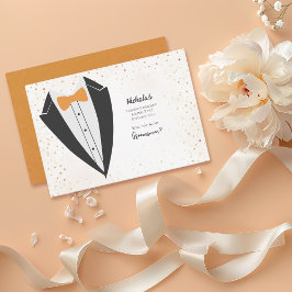 Invitación Propuesta de Sunset Tuxedo Groomsman Confetti