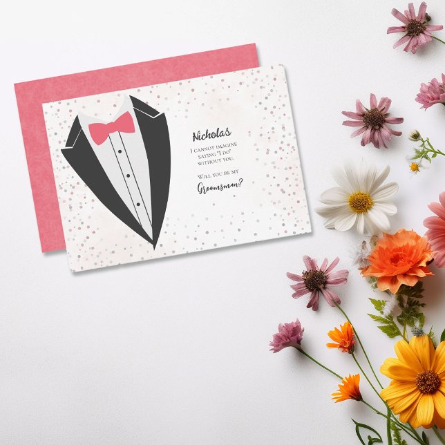 Invitación Propuesta de Tuxedo Groomsman Confetti (Subido por el creador)
