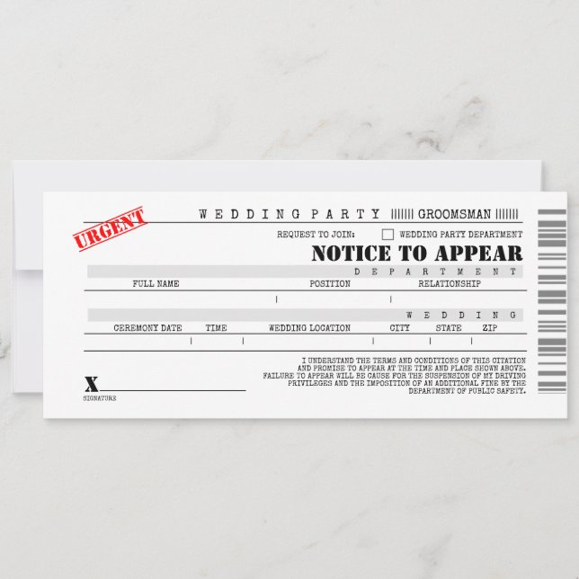 Invitación Propuesta divertida de padrino de bodas mejor homb (Anverso)