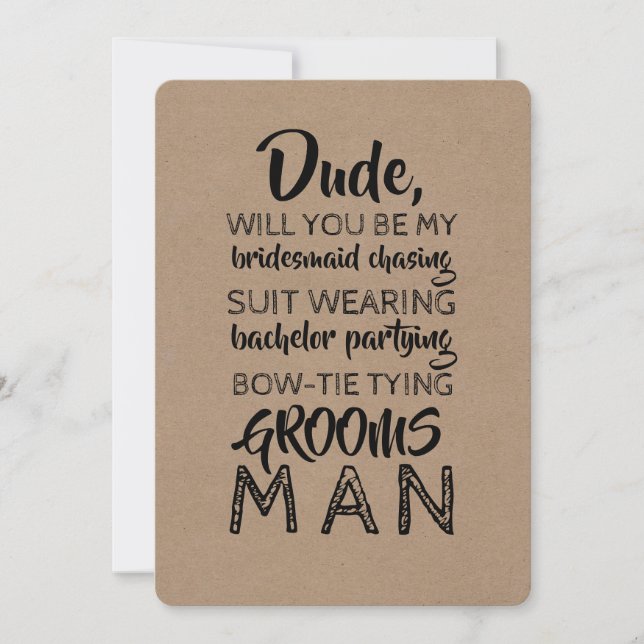 Invitación Propuesta divertida de Suit Wearing Groomsman (Anverso)