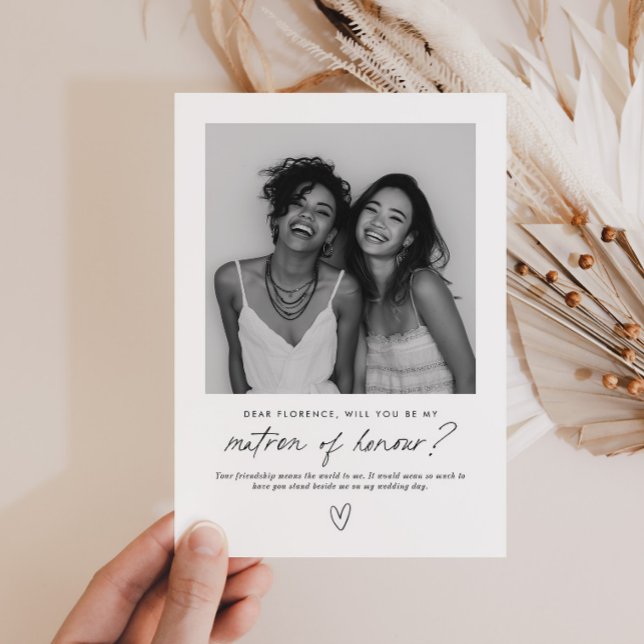 Invitación Propuesta Manuscrita de Dama de Honor (Zazzle Be My Matron of Honour Handwritten Proposal Invitation)