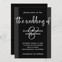Invitación Propuesta moderna | Boda blanco y negro de carbón 