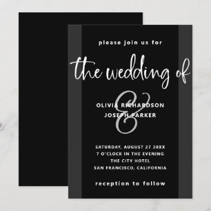 Invitación Propuesta moderna Boda blanco y negro de carbón