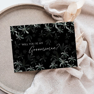 Invitación Propuesta moderna de Groomsman de Boda negro