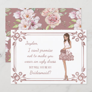 Invitación Propuesta personalizada de dama de honor de Chica