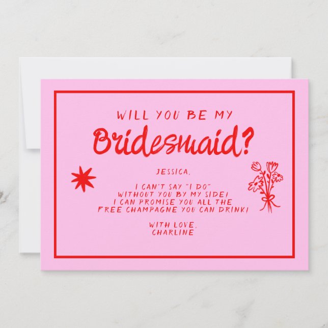 Invitación Propuesta Retro Pink&Red Handwridititiditima (Anverso)
