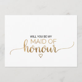 Invitación Propuesta Simple De Caligrafía De Oro Maid Of Hono