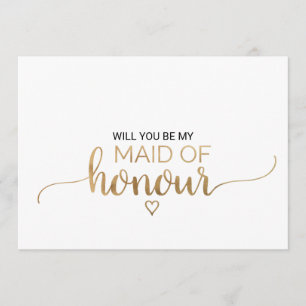 Invitación Propuesta Simple De Caligrafía De Oro Maid Of Hono