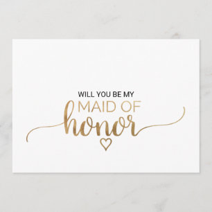 Invitación Propuesta Simple De Caligrafía De Oro Maid Of Hono