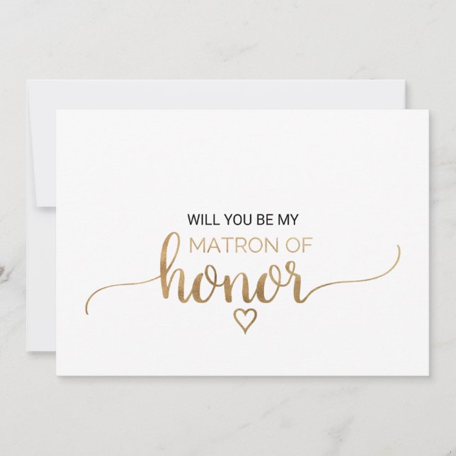 Invitación Propuesta Simple De Caligrafía De Oro Matrón De Ho (Anverso)