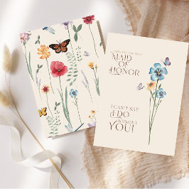Invitación Propuesta Simple de Madrina de Honor con Flor Silv