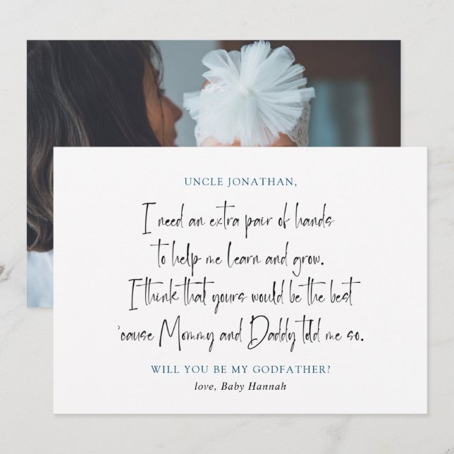 Invitación Propuesta Simple de Padrino de Foto (Anverso / Reverso)