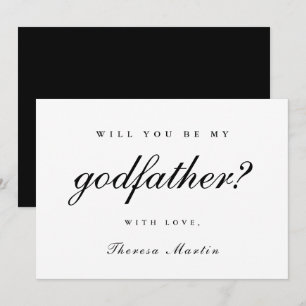 Invitación Propuesta simple y elegante del padrino Negro
