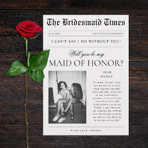 Invitación Propuesta Única de Dama de Honor en Foto de Periód