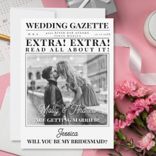 Invitación Propuesta única de la dama de honor de un periódic