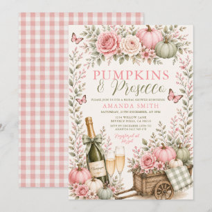 Invitación Prosecco de calabazas rosadas, ducha de novia flor