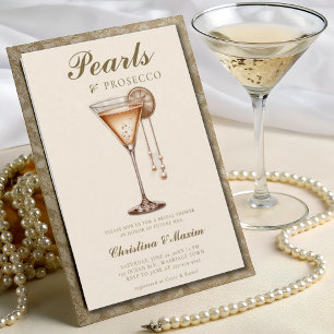 Invitación Prosecco Elegant Brunch con Boda de Perlas