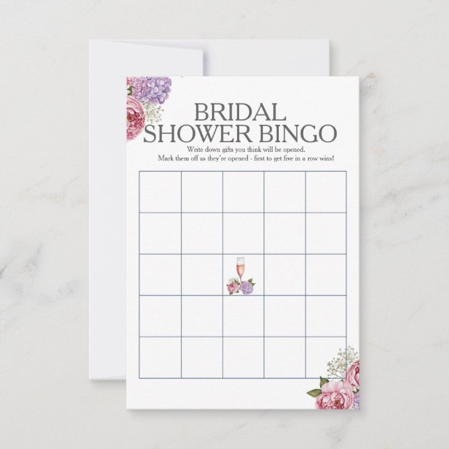 Invitación Prosecco florines Bridal Shower Bingo (Anverso)