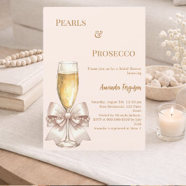 Invitación Prosecco Perlas arco nupcial Despedida de soltera
