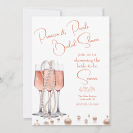 Invitación Prosecco rosado y ducha nupcial Pearls