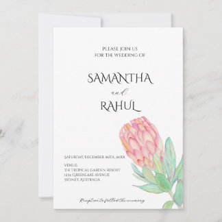 Invitación Protea Botánica Minimalista Moderna para Boda