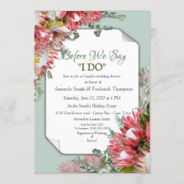 Invitación Protea de Fuchsia con ducha de bodas verdes y de o