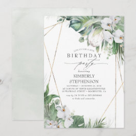 Invitación Protea del Rey Blanco Orquídea Fiesta de Cumpleaño