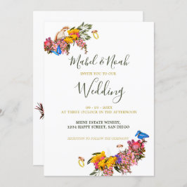 Invitación Protea floral Cockatoo Boda de abejas sustentables