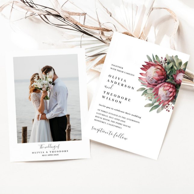 Invitación Protea nativa acuarela Floral Boho Botánico (Subido por el creador)
