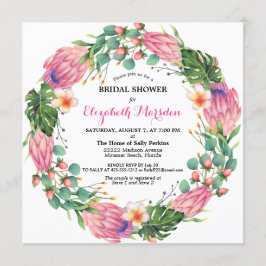 Invitación Protea tropical rosa verde vegetación Floral ducha