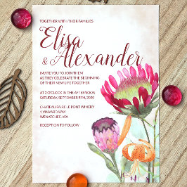 Invitación Proteas del Rey Rosa, Naranja Lilies Boda Caída
