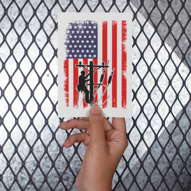 Invitación Proud American Lineman Patriotic Utility Worker (Proud American Lineman Patriotic Utility Worker Invitation card)