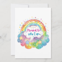 Invitación Proud to Who I Am Rainbow Art Self Love Pride Gift