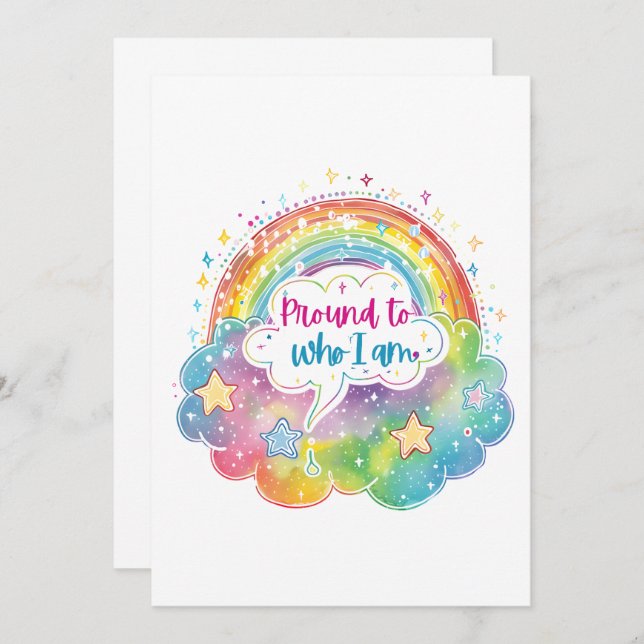 Invitación Proud to Who I Am Rainbow Art Self Love Pride Gift (Anverso / Reverso)