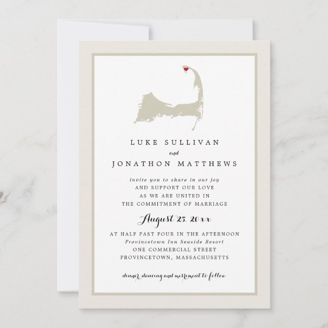 Invitación Provincetown Cape Cod | BODA (Anverso)