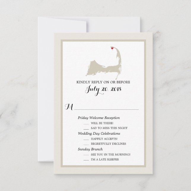 Invitación Provincetown Cape Cod | RSVP de boda (Anverso)