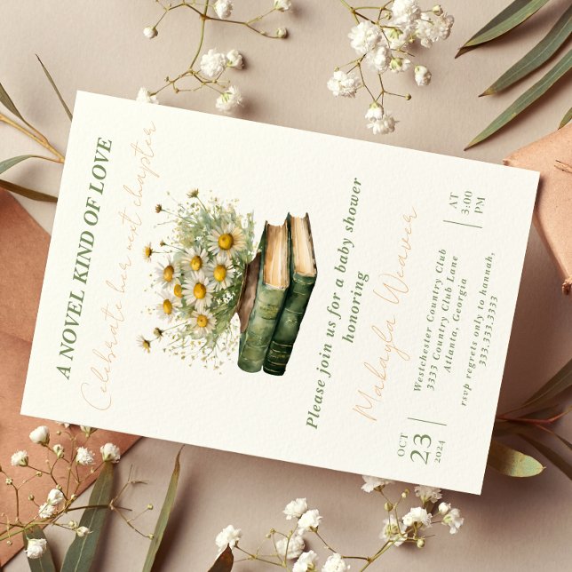 Invitación Próximo capítulo Boho Book Lover Floral ducha de b (Subido por el creador)