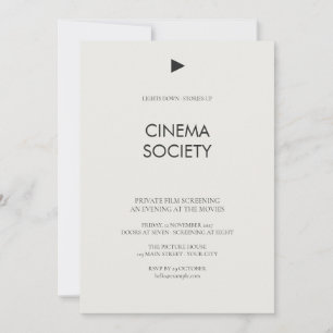 Invitación Proyección de película privada con botón de reprod