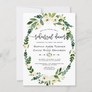 Invitación Prueba de escritura a mano de Wreath floral blanca