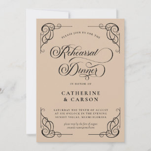 Invitación Prueba de escritura de caligrafía beige y negro