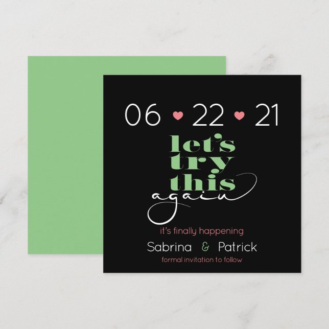 Invitación Prueba De Nuevo Coral Pistachio Green Savethe Date (Anverso / Reverso)