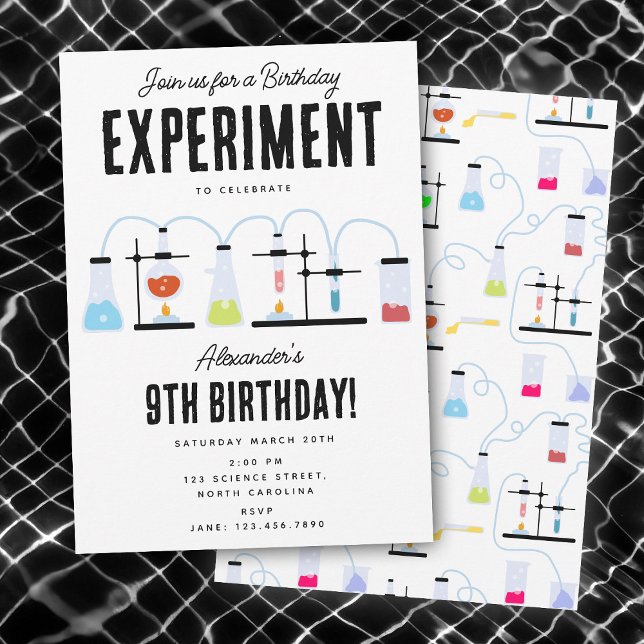 Invitación Prueba de química científica Tubes niños Fiesta de (Chemistry Science Test Tubes Kids Birthday Party Invitation)