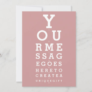 Invitación Prueba de Vista Ojos Rosa Polvo Mensaje Personaliz
