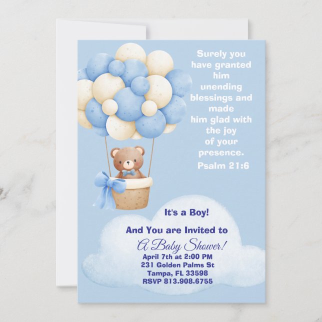 Invitación Psalm 21:6 Boy Baby Shower Invitation (Anverso)