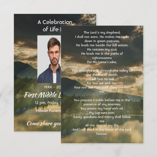 Invitación Psalm 23 Celebration of Life Service  (Anverso / Reverso)