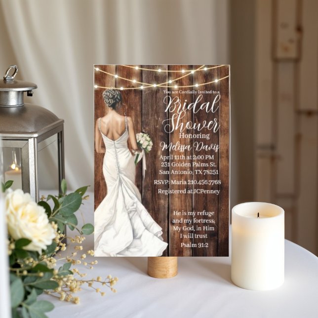 Invitación Psalm 91:2 Bridal Shower Invitation (Personalize this beautiful Psalm 91 bridal shower invitation. )