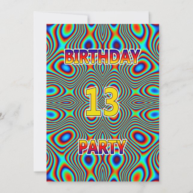 Invitación Psicodelic 13th Birthday party Invitation (Anverso)